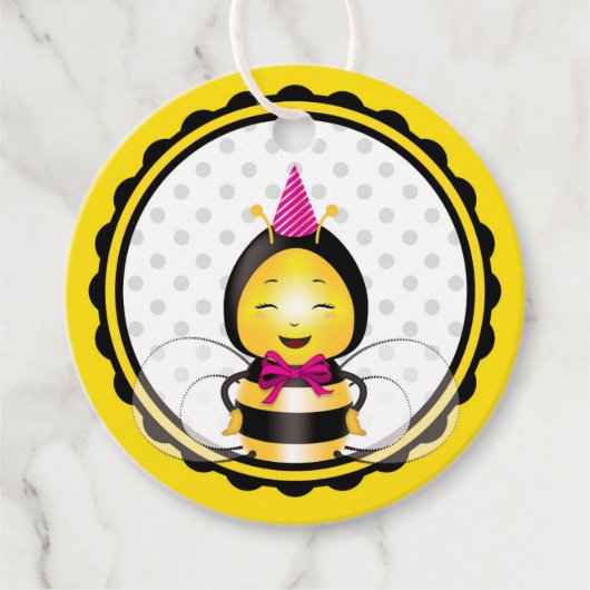 Happy Bee Circle Label voor meisje (Voorkant)
