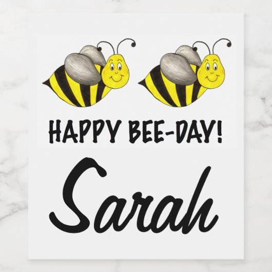 Happy bee Day Bday Bumblebee Aangepaste verjaardag Wijn Etiket (Enkel label)