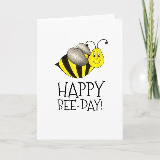 Happy bee Day Bday Yellow Bumblebee Birthday Kaart (Voorkant)