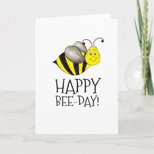Happy bee Day Bday Yellow Bumblebee Birthday Kaart