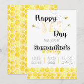 Happy Bee-Day Bee Thema Verjaardag Zwart en geel Kaart (Voorkant / Achterkant)