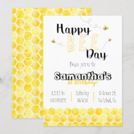 Happy Bee-Day Bee Thema Verjaardag Zwart en geel Kaart