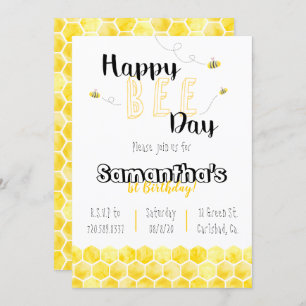 Happy bee Day Bee Theme Birthday Black en geel Kaart
