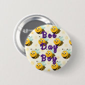 Happy Bee Day Birthday Balloon Ronde Button 5,7 Cm (Voorkant /achterkant)