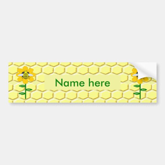 Happy bee Day Birthday Bumblebee Aangepast Bumpersticker (Voorkant)