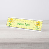 Happy bee Day Birthday Bumblebee Aangepast Bureau Naambordje (Voorkant)