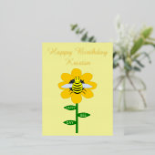 Happy bee Day Birthday Bumblebee Aangepast Folie Feestdagen Briefkaart (Staand Voorkant)