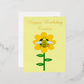 Happy bee Day Birthday Bumblebee Aangepast Folie Feestdagen Briefkaart (Voorkant / Achterkant)
