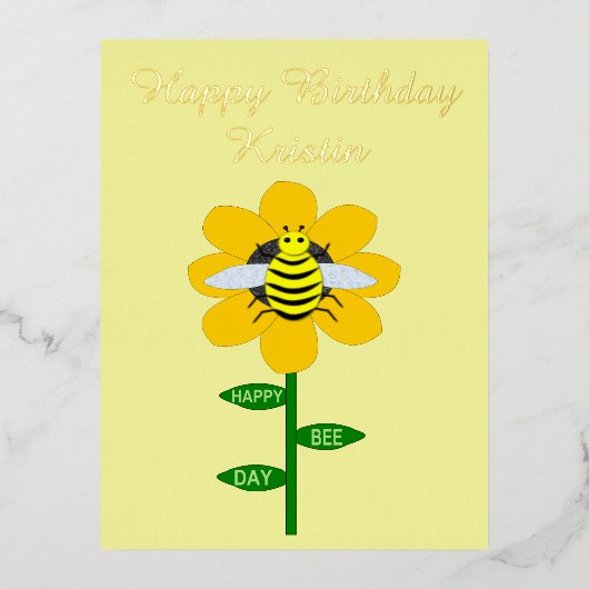 Happy bee Day Birthday Bumblebee Aangepast Folie Feestdagen Briefkaart (Voorkant)