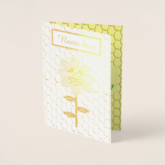 Happy bee Day Birthday Bumblebee Aangepast Folie Kaarten (Voorkant)