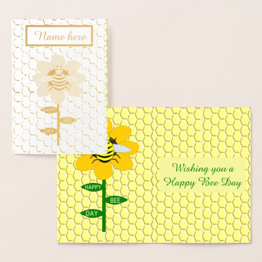 Happy bee Day Birthday Bumblebee Aangepast Folie Kaarten (Display)