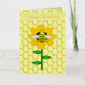 Happy bee Day Birthday Bumblebee Aangepast Folie Wenskaart (Voorkant)