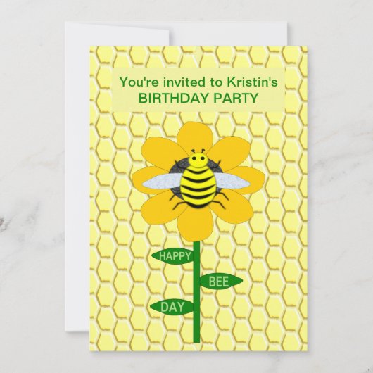 Happy bee Day Birthday Bumblebee Aangepast Kaart (Voorkant)