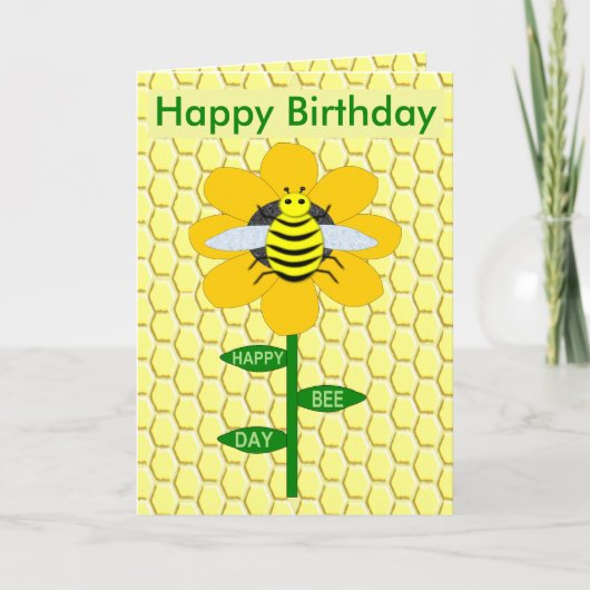 Happy bee Day Birthday Bumblebee Aangepast Kaart (Voorkant)