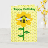 Happy bee Day Birthday Bumblebee Aangepast Kaart (Gele Bloem)
