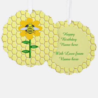 Happy bee Day Birthday Bumblebee Aangepast Ornament Kaart
