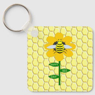 Happy bee Day Birthday Bumblebee Aangepast Sleutelhanger