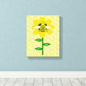 Happy bee Day Birthday Bumblebee Canvas Afdruk (Insitu (Houten vloer))