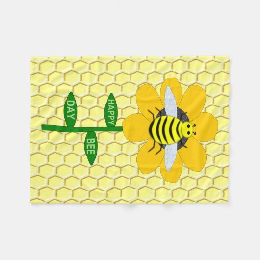 Happy bee Day Birthday Bumblebee Fleece Deken (Voorkant (Horizontaal))
