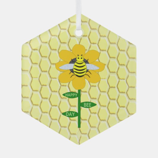 Happy bee Day Birthday Bumblebee Glas Ornament (Voorkant)