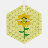 Happy bee Day Birthday Bumblebee Glas Ornament (Achterkant)