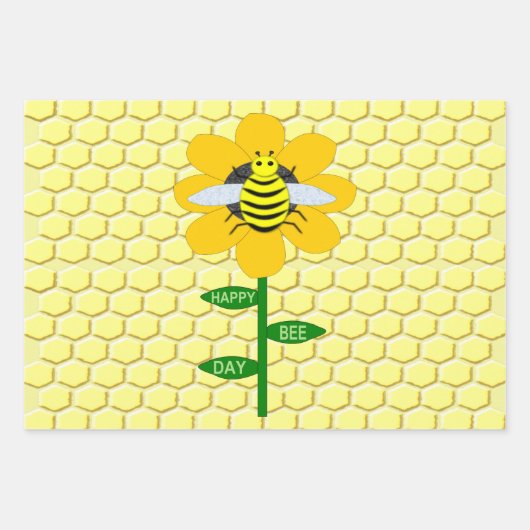 Happy bee Day Birthday Bumblebee Inpakpapier Vel (Voorkant)
