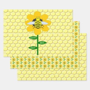 Happy bee Day Birthday Bumblebee Inpakpapier Vel