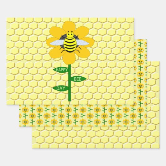 Happy bee Day Birthday Bumblebee Inpakpapier Vel (Set)