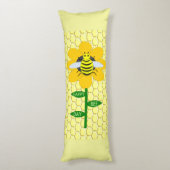 Happy bee Day Birthday Bumblebee Lichaamskussen (Achterkant (Verticaal))
