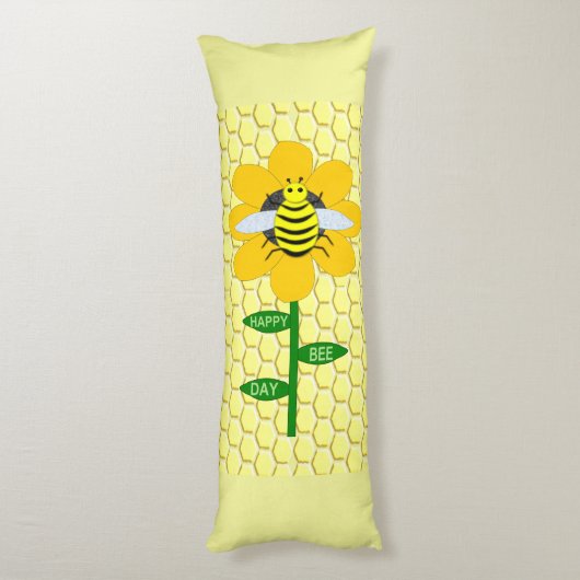Happy bee Day Birthday Bumblebee Lichaamskussen (Achterkant (Verticaal))