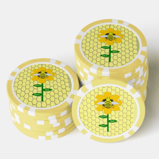 Happy bee Day Birthday Bumblebee Poker Chips (Opstapeling)