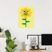 Happy bee Day Birthday Bumblebee Poster (Thuiskantoor)