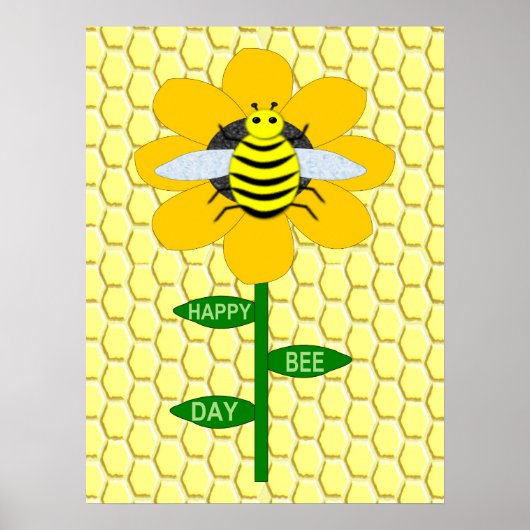 Happy bee Day Birthday Bumblebee Poster (Voorkant)