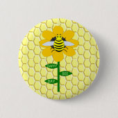 Happy bee Day Birthday Bumblebee Ronde Button 5,7 Cm (Voorkant)
