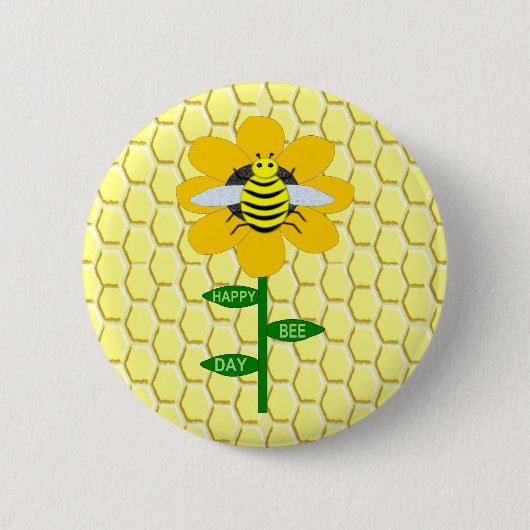 Happy bee Day Birthday Bumblebee Ronde Button 5,7 Cm (Voorkant)