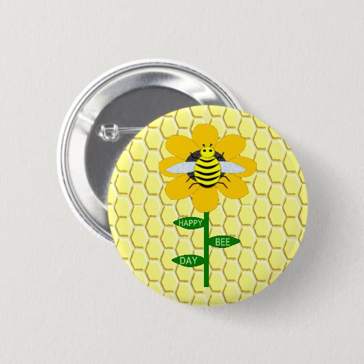 Happy bee Day Birthday Bumblebee Ronde Button 5,7 Cm (Voorkant /achterkant)