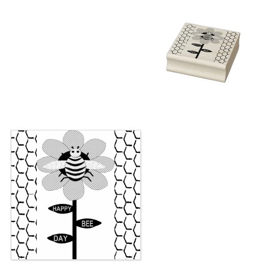 Happy bee Day Birthday Bumblebee Rubberstempel (Gestempeld)