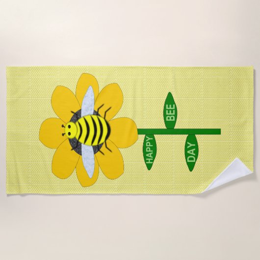 Happy bee Day Birthday Bumblebee Strandlaken (Voorkant)