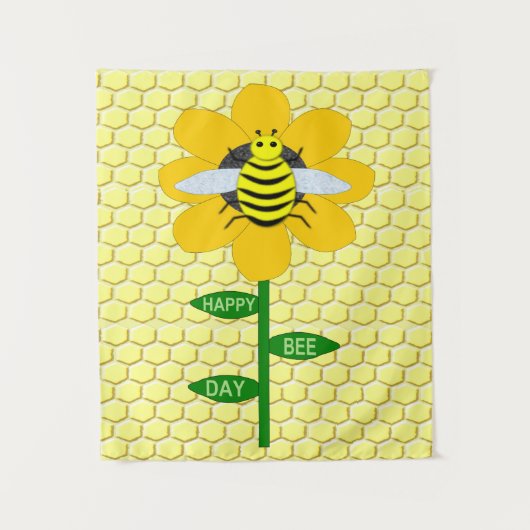 Happy bee Day Birthday Bumblebee Wandkleed (Voorkant)