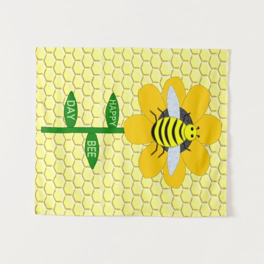 Happy bee Day Birthday Bumblebee Wandkleed (Voorkant (horizontaal))