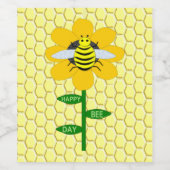 Happy bee Day Birthday Bumblebee Wijn Etiket (Enkel label)