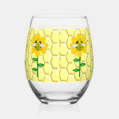 Happy bee Day Birthday Bumblebee Wijnglas Zonder Voet (Rechts)