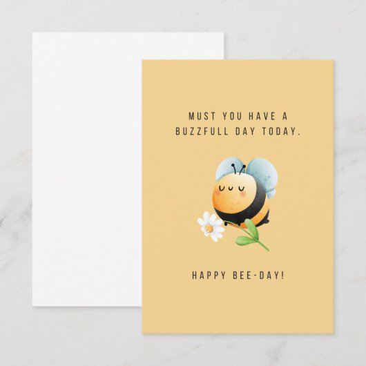 Happy bee-day Birthday-kaart (Voorkant / Achterkant)