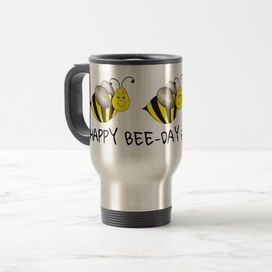 HAPPY BEE DAY Birthday Yellow bee Bumblebee Favor Reisbeker (Voorkant links)
