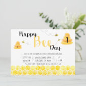 Happy Bee Day Black and Yellow Bee Thema Party Kaart (Staand voorkant)