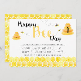 Happy Bee Day Black and Yellow Bee Thema Party Kaart
