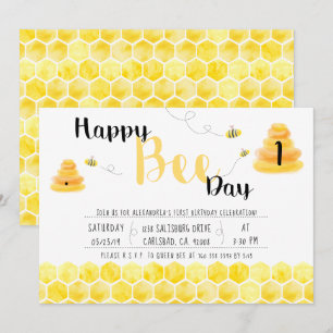 Happy Bee Day Black and Yellow Bee Thema Party Kaart