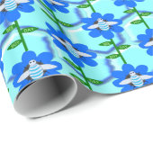 Happy bee Day Boy Blue Birthday Bumblebee Cadeaupapier (Rol Hoek)