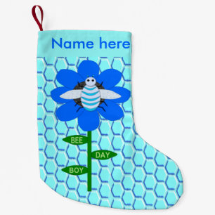 Happy bee Day Boy Blue Birthday Bumblebee Custom Kleine Kerstsok