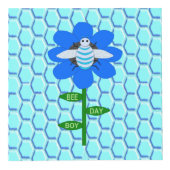 Happy bee Day Boy Blue Birthday Bumblebee Custom Kubus (Voorkant)